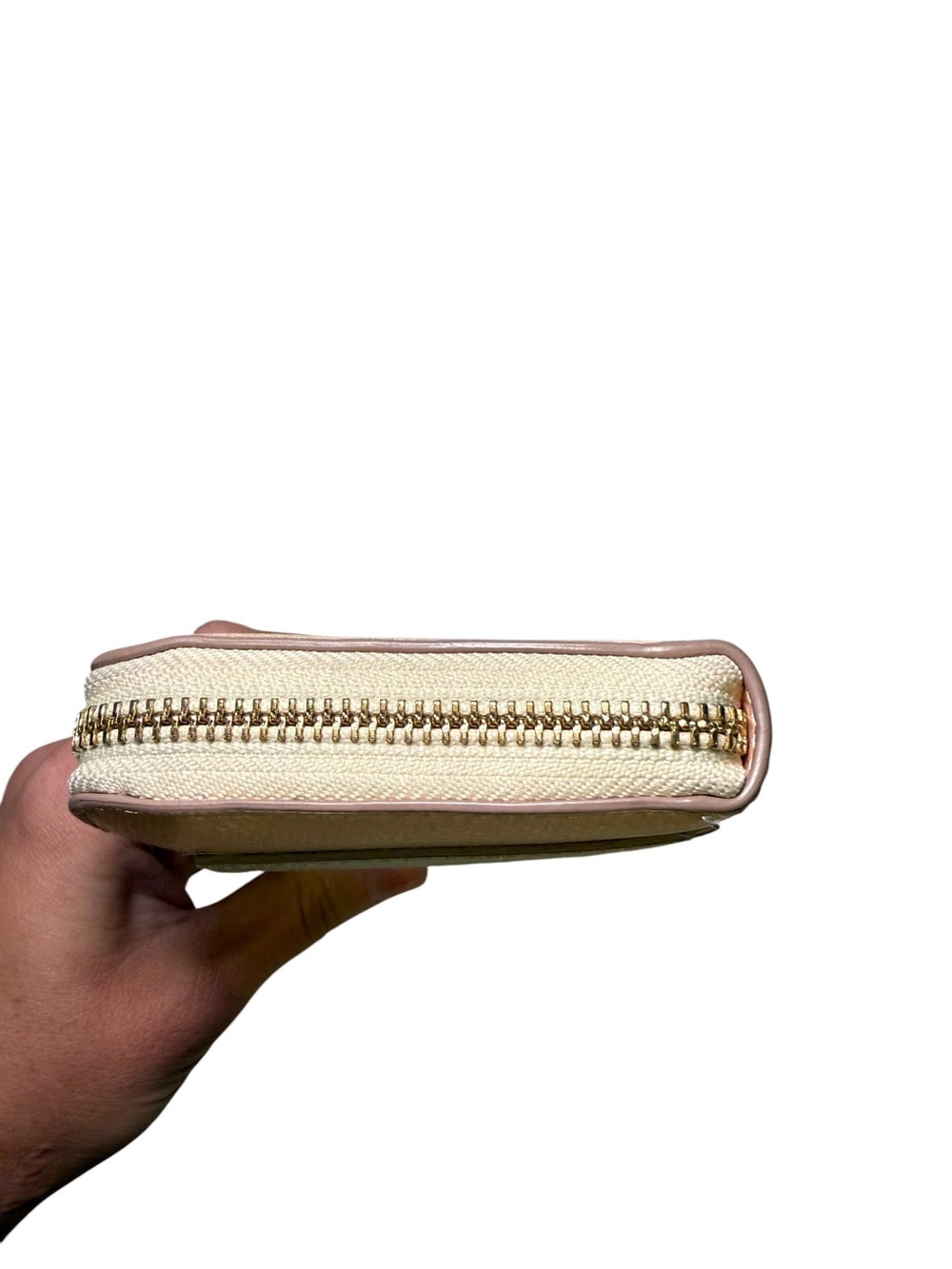 Coach Accordion Zip Wallet in Colorblock Pebble Leather - Pink / Light Gray - Picture 8 of 13